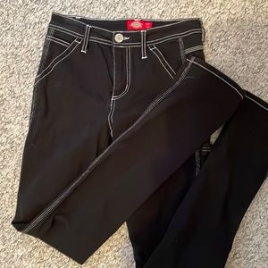 Dickies slim fit carpenter pants black w/white contrast stitching size 1/25